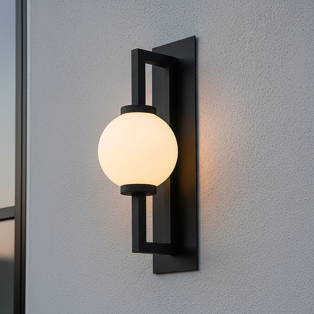 Gus Outdoor Wall Light, Medium 19" Textured Black for Modern home with Gray Siding
