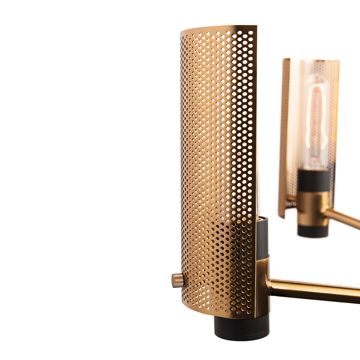 Oliver 6 Light Chandelier 30", Black and Vintage Brass