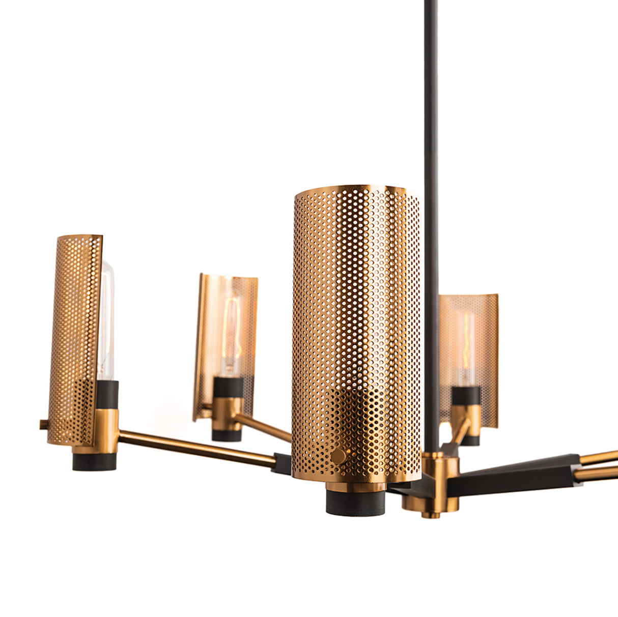 Oliver 6 Light Chandelier 30", Black and Vintage Brass
