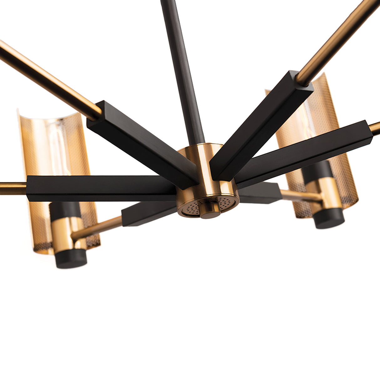 Oliver 6 Light Chandelier 30", Black and Vintage Brass
