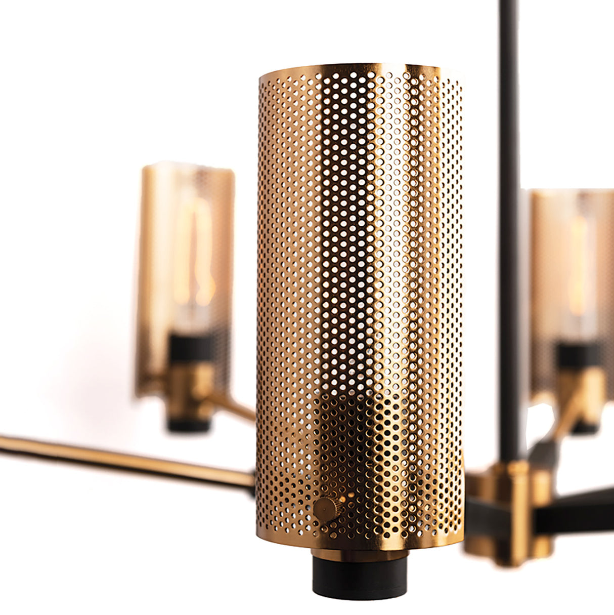 Oliver 6 Light Chandelier 30", Black and Vintage Brass