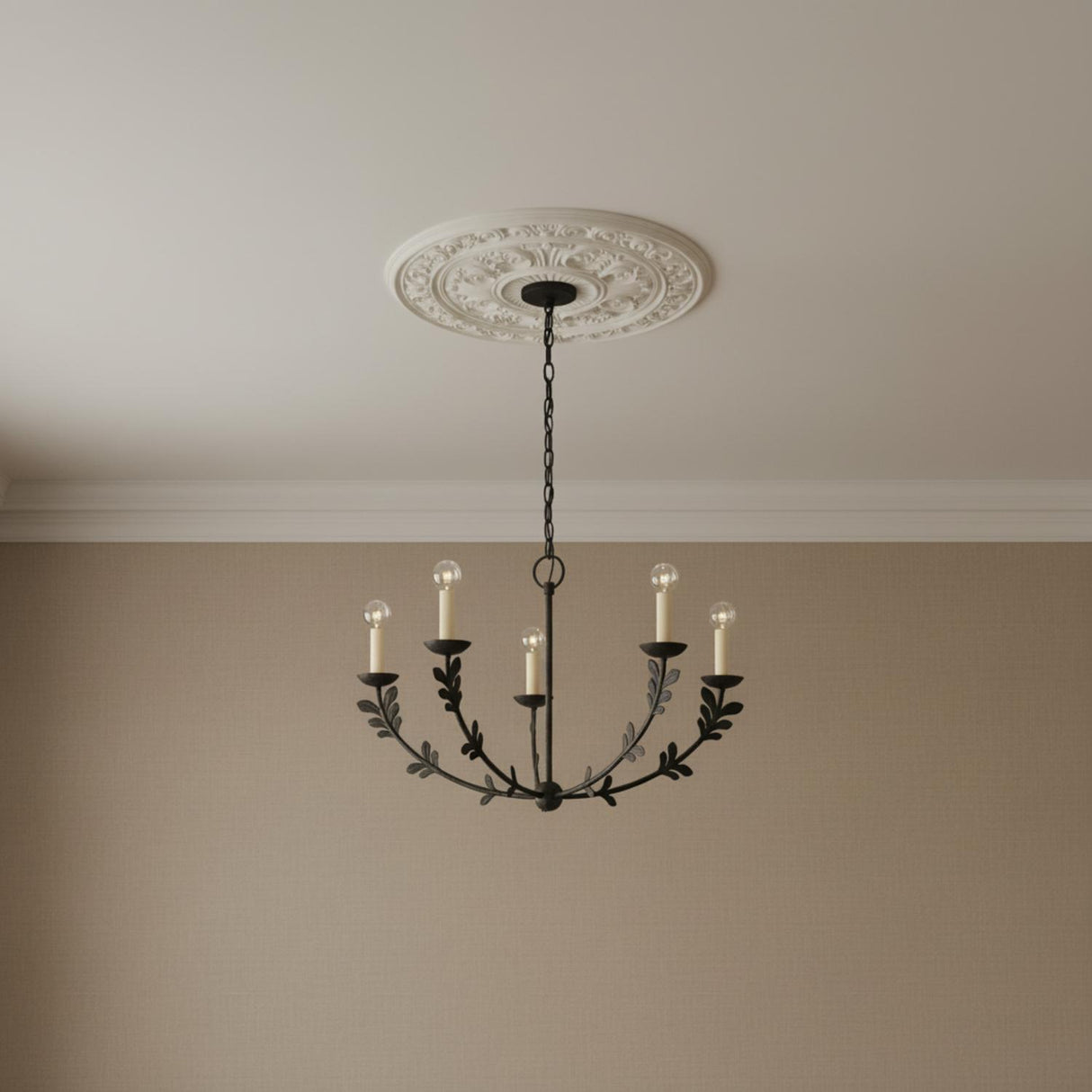 Aviva 5 Light Chandelier 28", Antique Iron