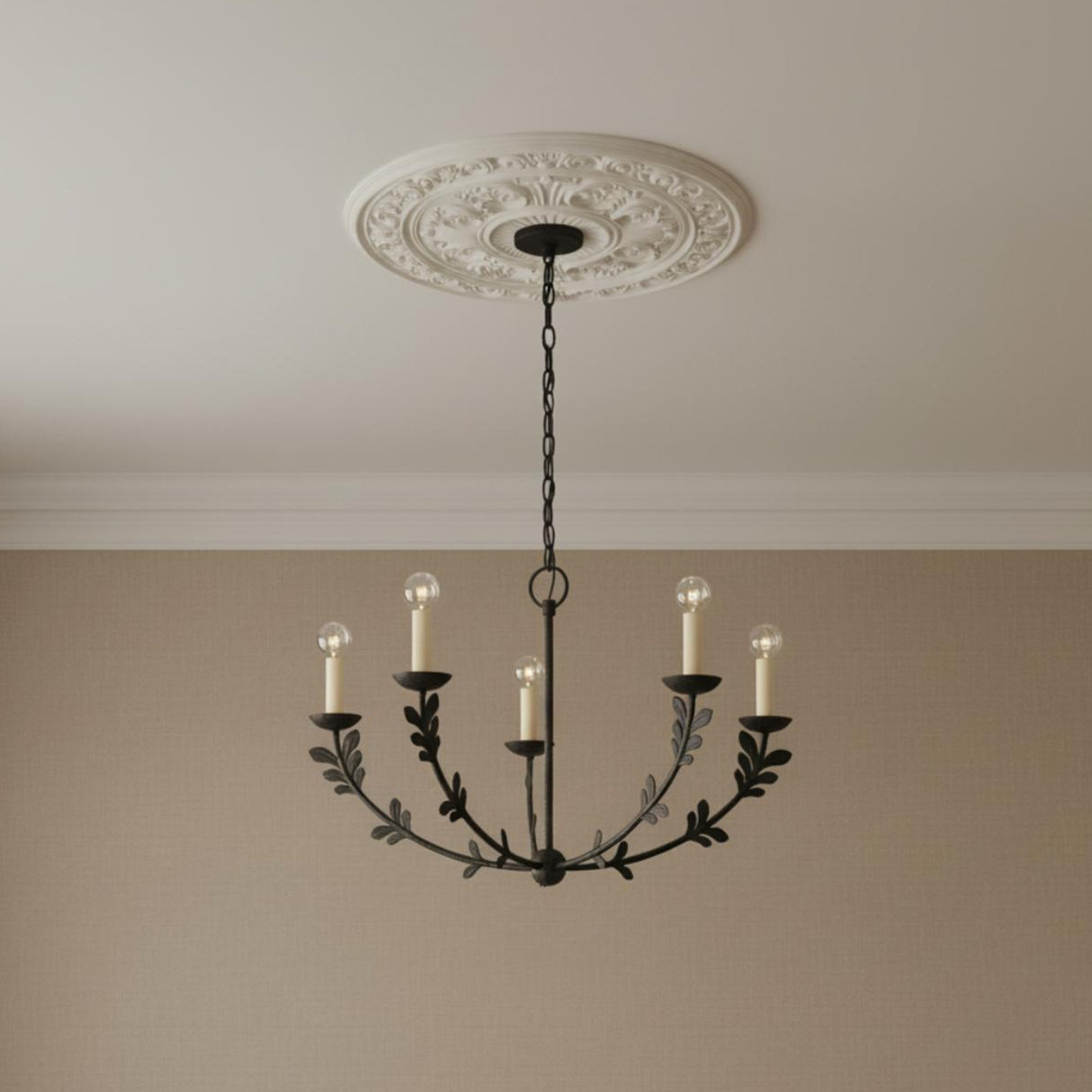 Aviva 5 Light Chandelier 28", Antique Iron