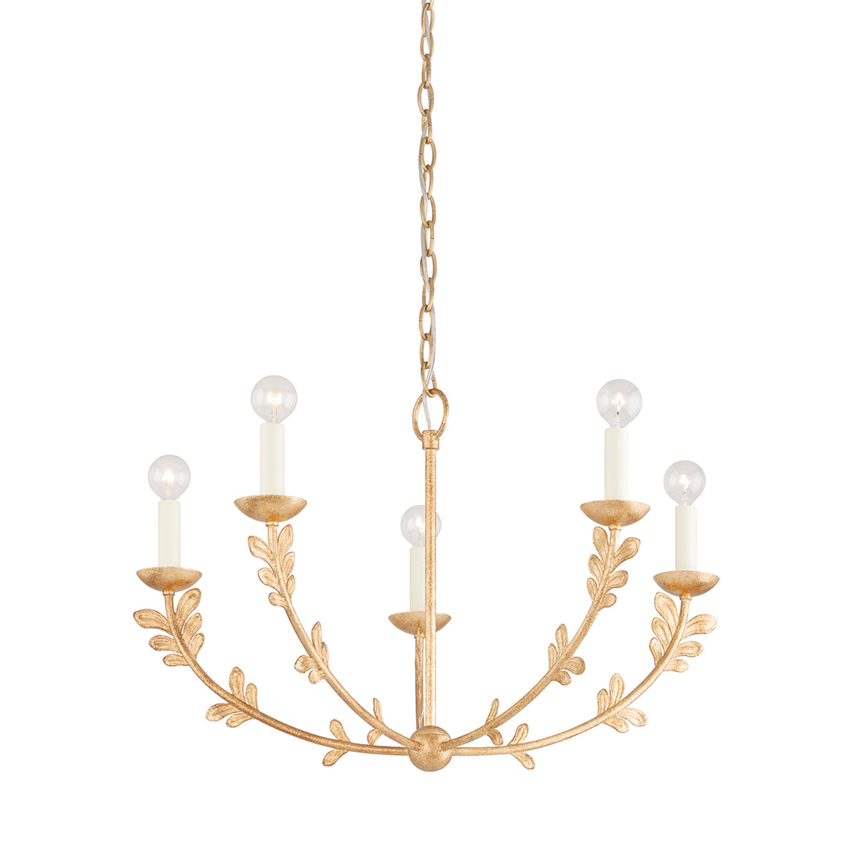 Aviva 5 Light Chandelier 28", Gold Leaf