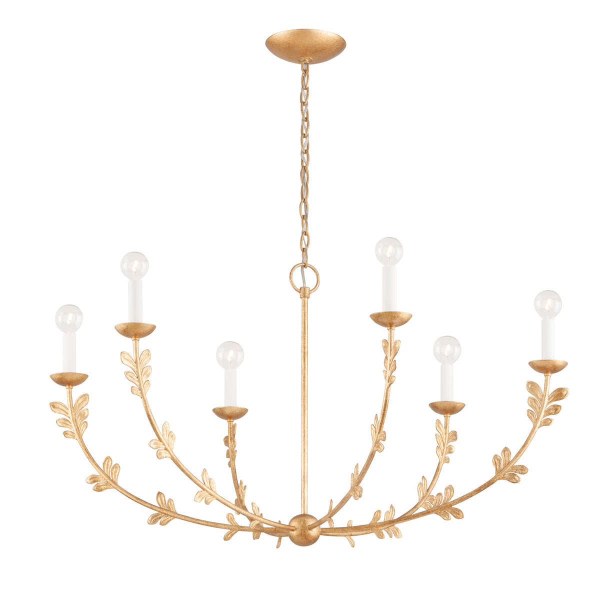 Aviva 6 Light Chandelier 40", Gold Leaf