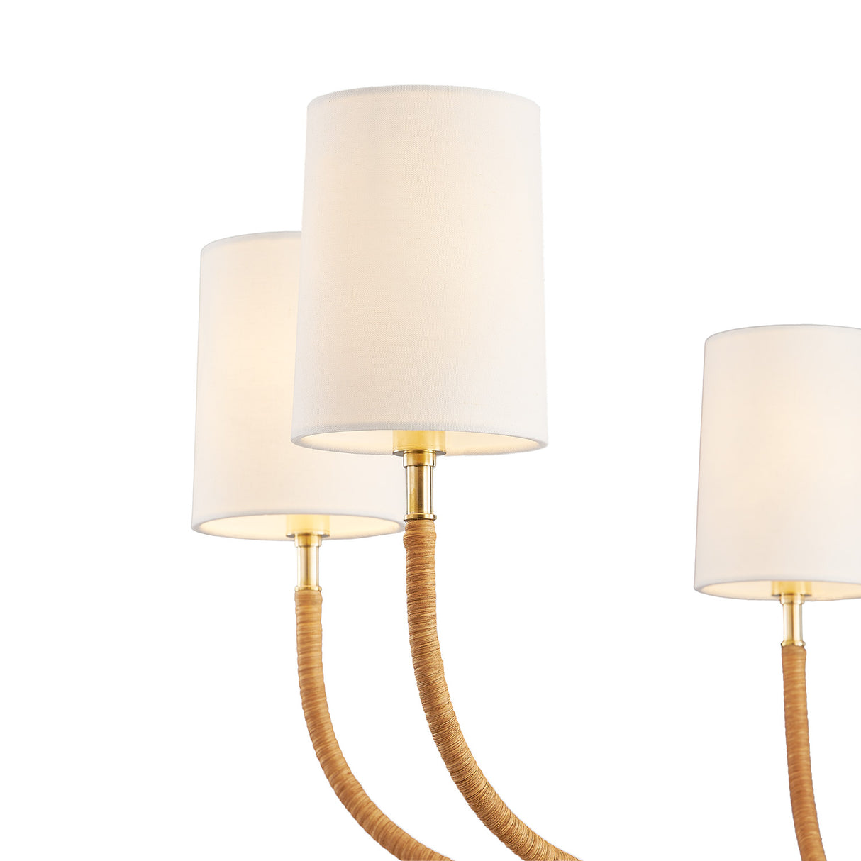 Iris 6 Light Chandelier 34", Aged Brass with Rattan