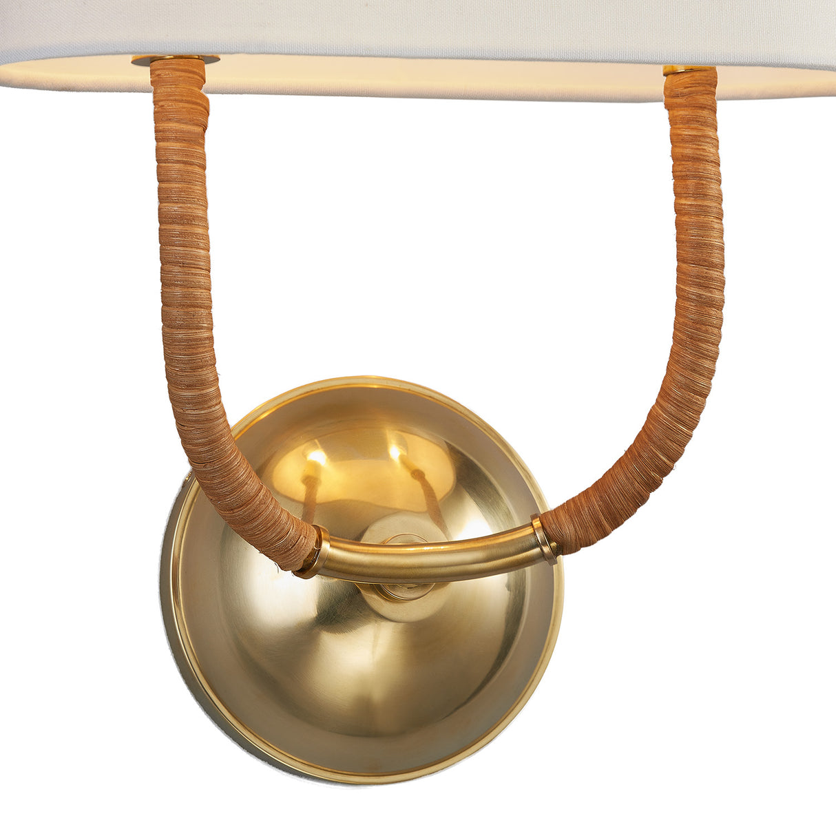 Iris Wall Sconce, Aged Brass with Rattan