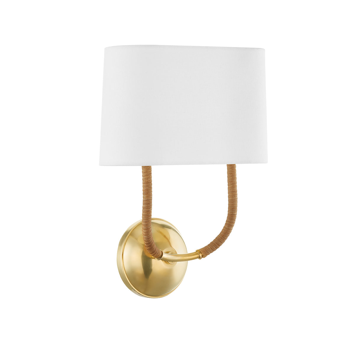 Iris Wall Sconce, Aged Brass with Rattan