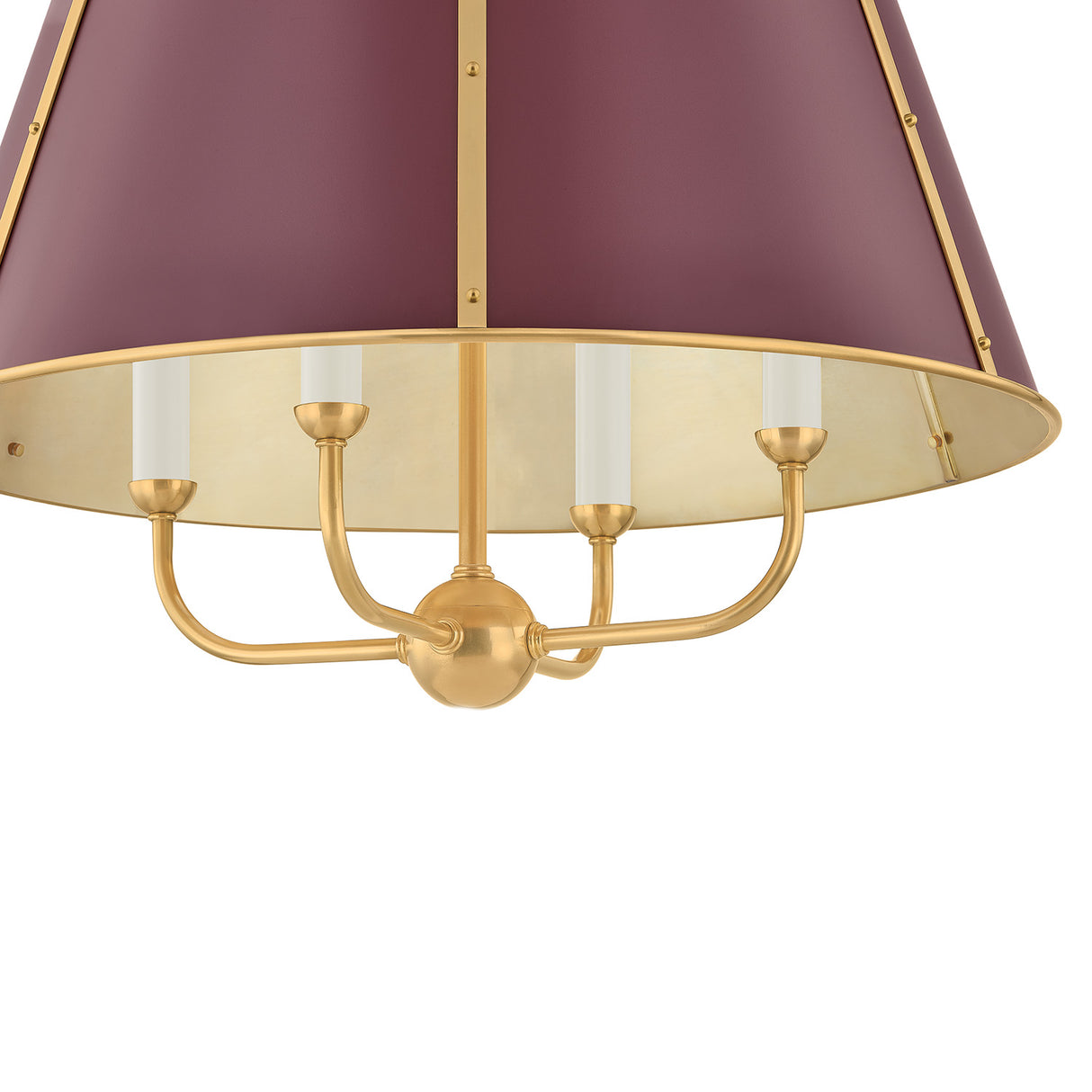 Avery 4 Light Large Pendant 20", Bordeaux with Aged Brass