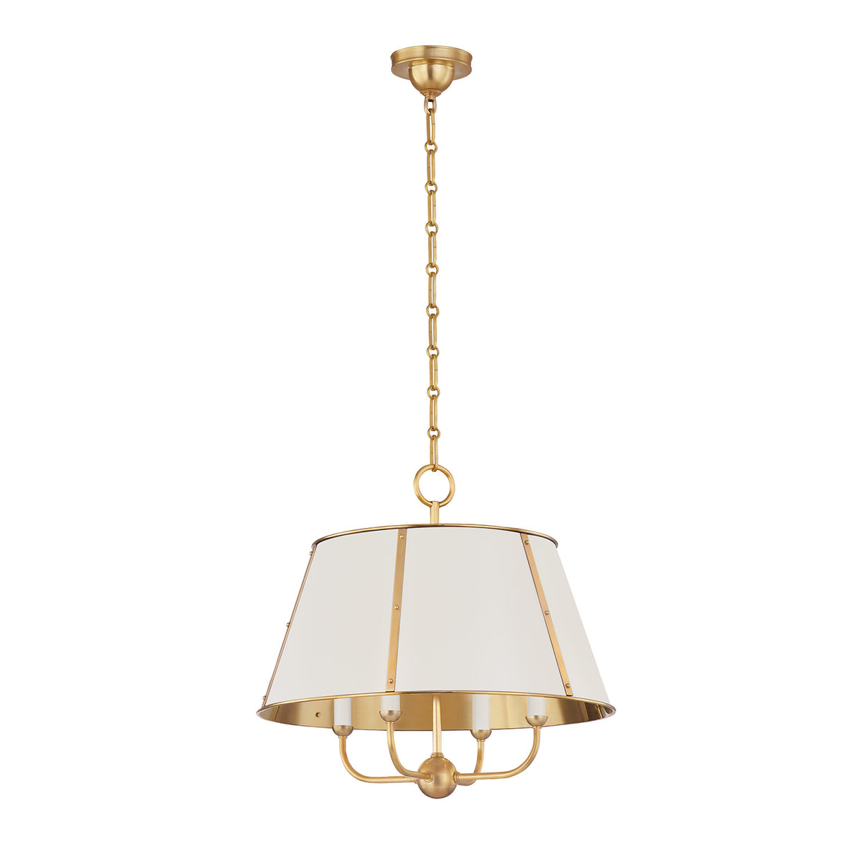 Avery 4 Light Large Pendant 20", Off White with Aged Brass