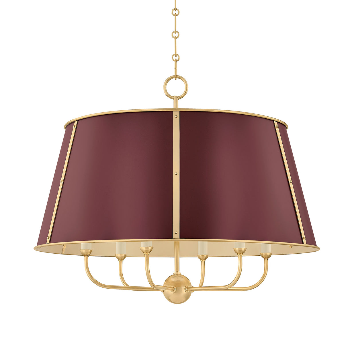 Avery 6 Light Extra Large Pendant 28", Bordeaux with Aged Brass
