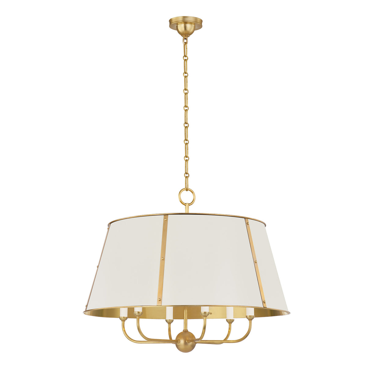 Avery 6 Light Extra Large Pendant 28", Off White with Aged Brass