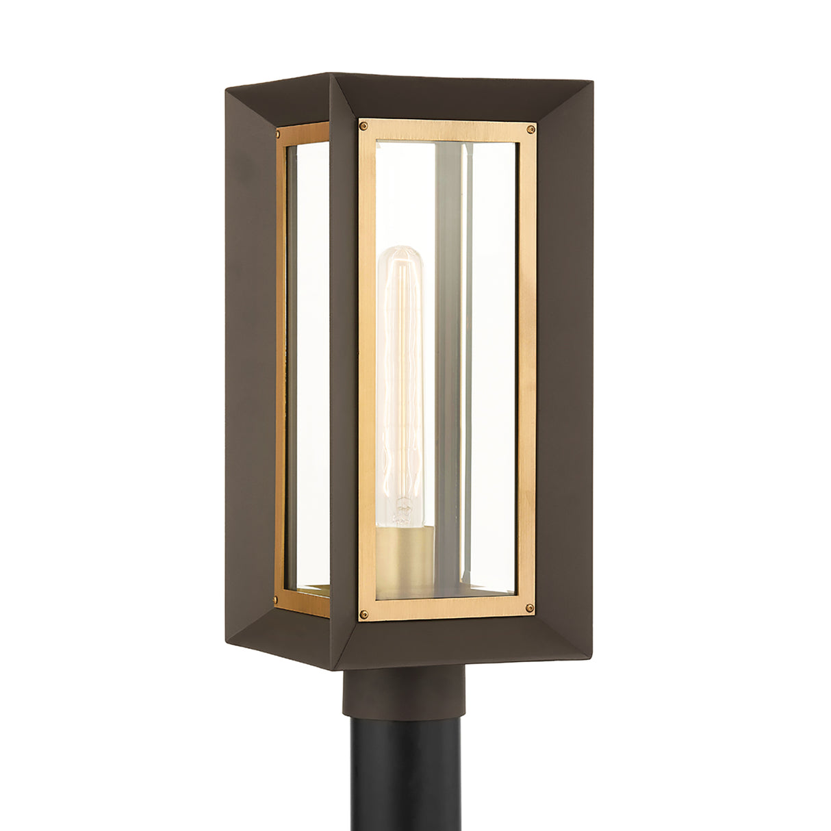 Wesley Outdoor Post Light, Bronze with Vintage Brass Accents