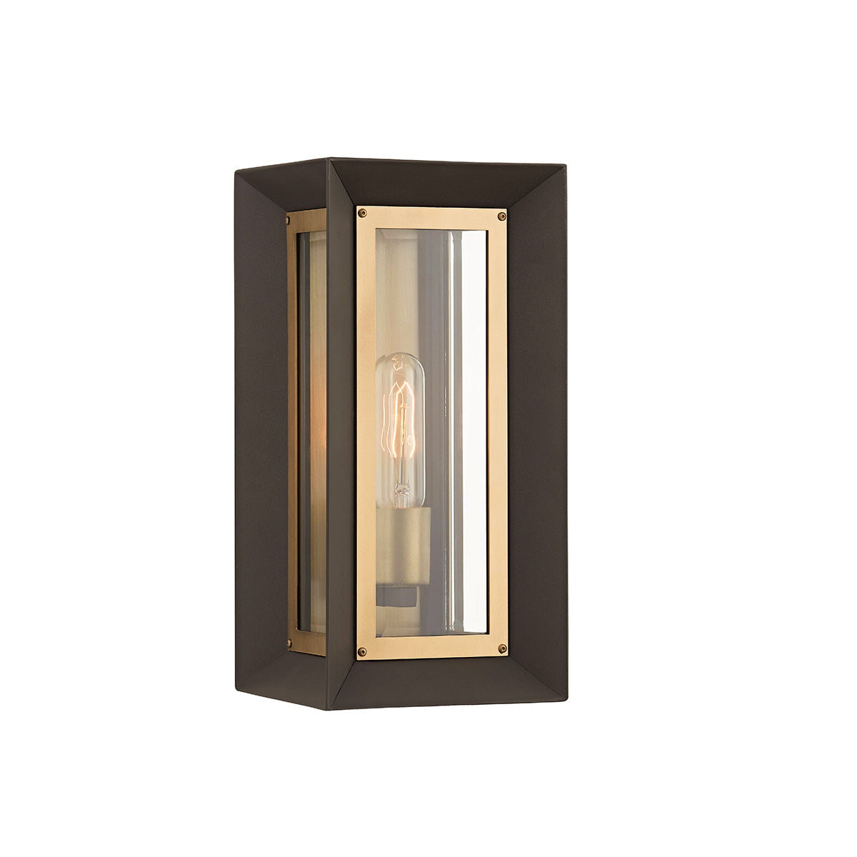 Wesley Outdoor Wall Light, Small 14" Bronze with Vintage Brass Accents