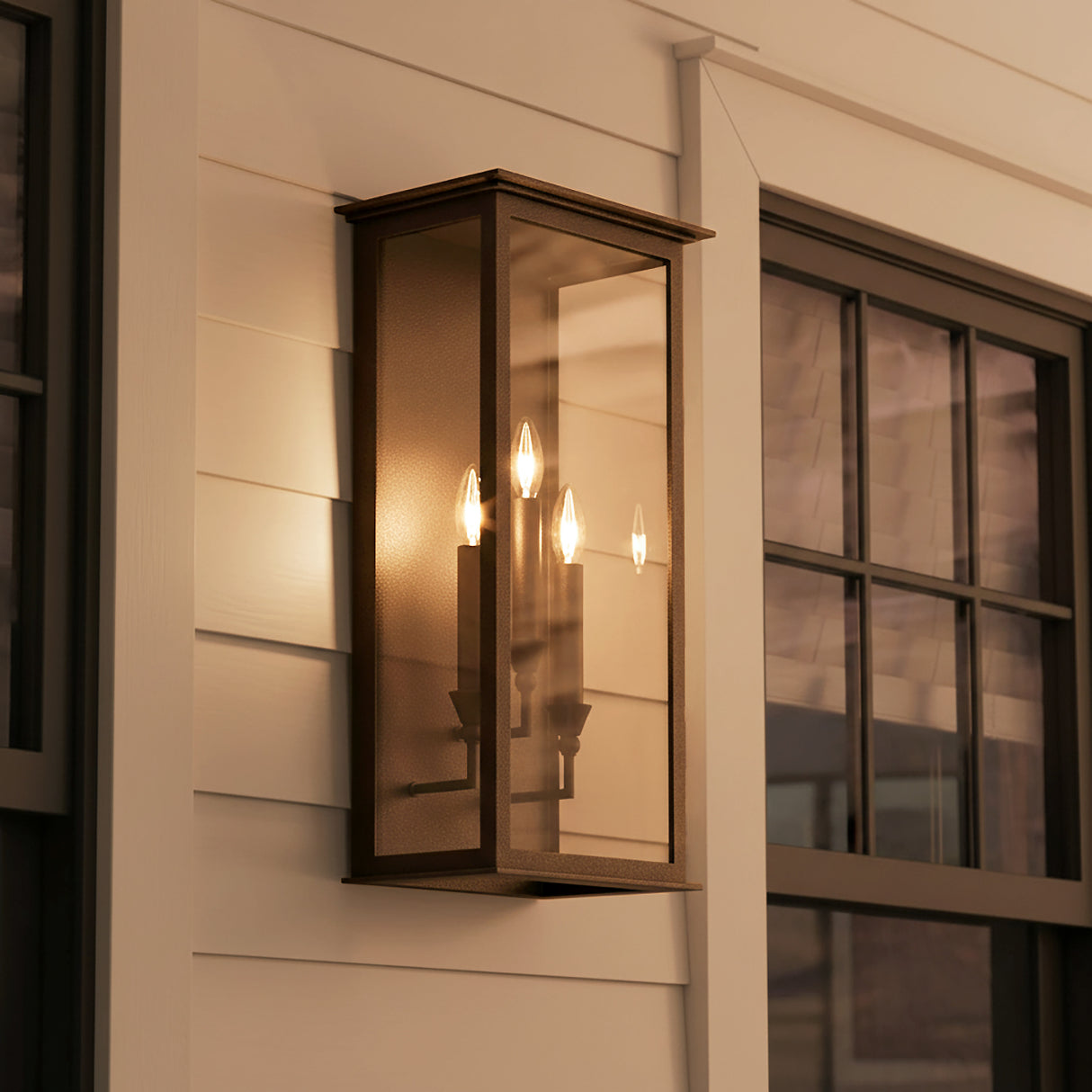 Clinton Outdoor Wall Light, Large 24" Bronze for Modern Farmhouse home with White Siding
