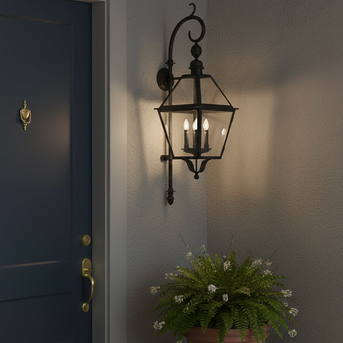 Ashford Outdoor Wall Light, Large 47" Black for Traditional home with Gray Siding