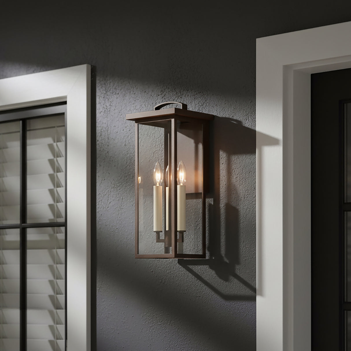 Sullivan Outdoor Wall Light, Medium 18" tall, in Bronze finish.