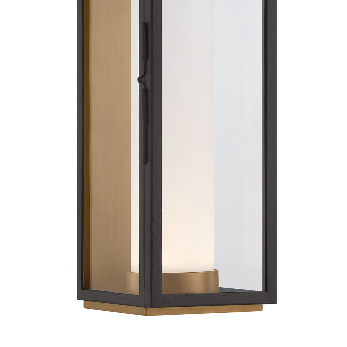 Open Box Waverly LED Outdoor Wall Light, Small 18" Black with Vintage Brass Accents