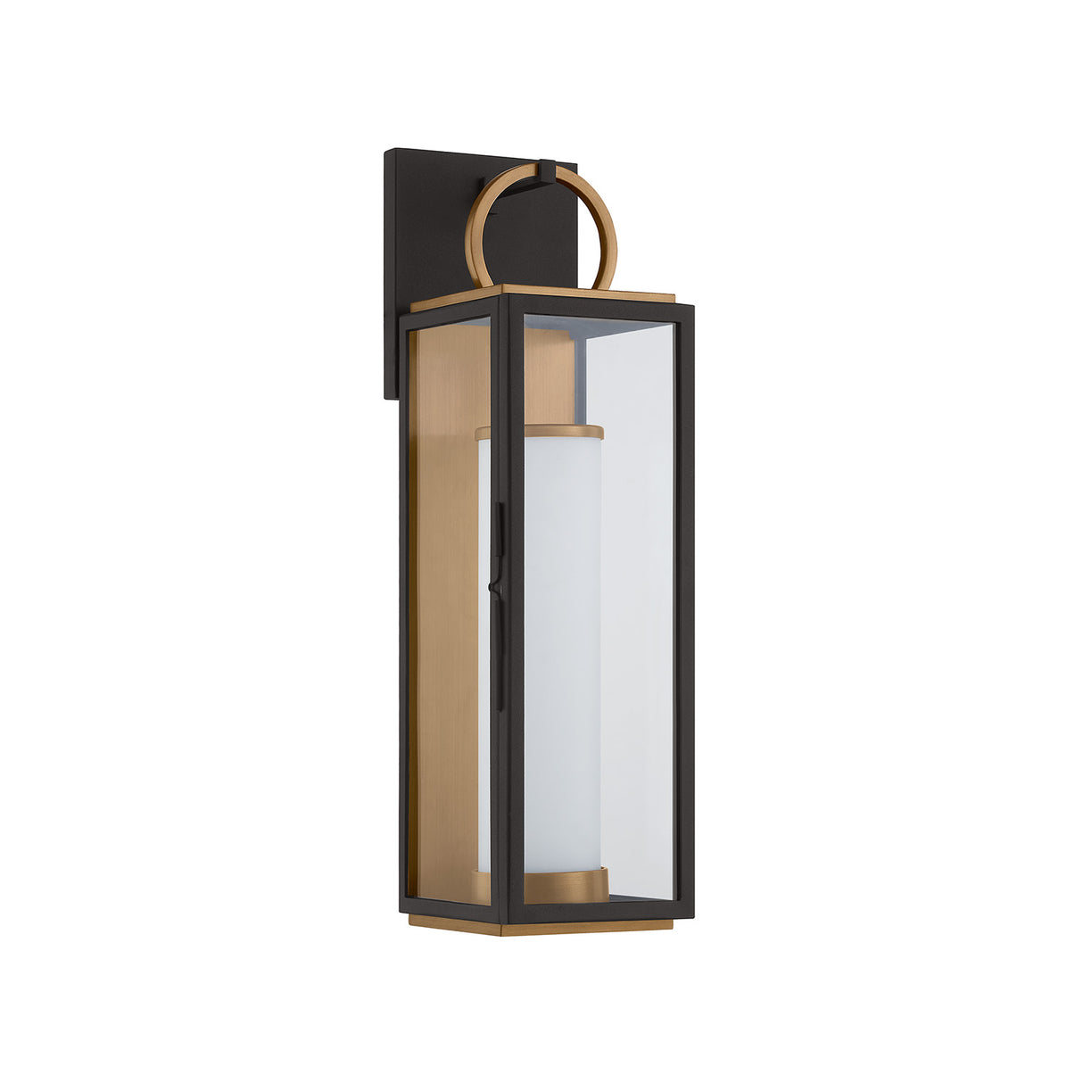 Open Box Waverly LED Outdoor Wall Light, Small 18" Black with Vintage Brass Accents
