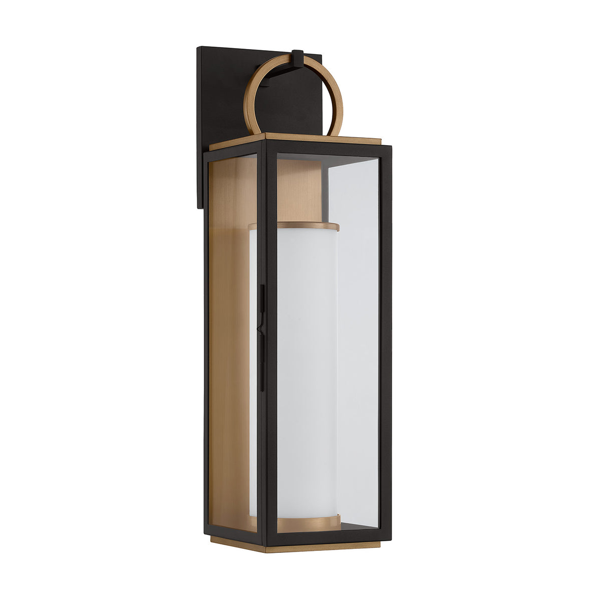 Waverly LED Outdoor Wall Light, Medium 23" Black with Vintage Brass Accents