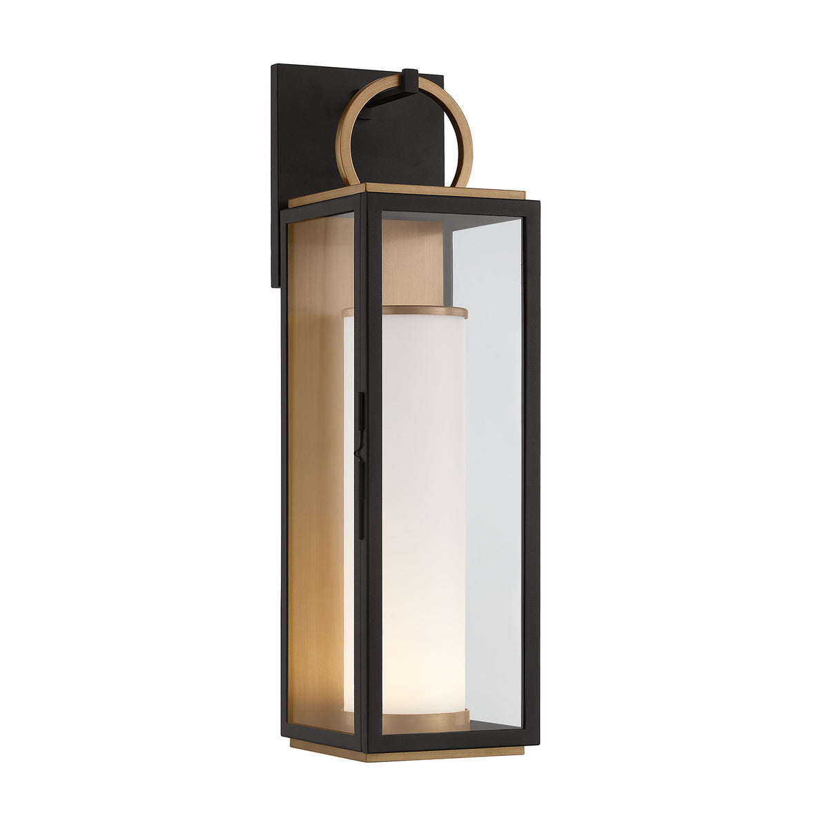 Waverly LED Outdoor Wall Light, Medium 23" Black with Vintage Brass Accents
