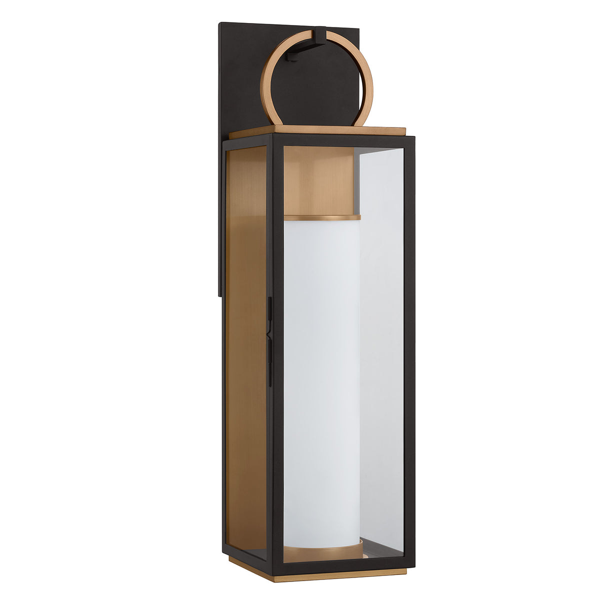 Waverly LED Outdoor Wall Light, Large 29" Black with Vintage Brass Accents