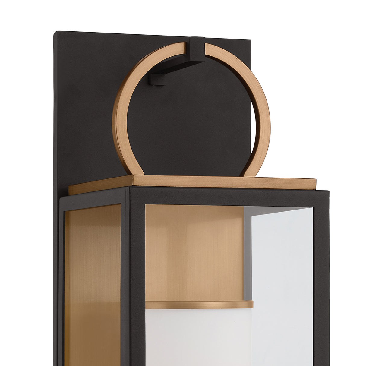 Waverly LED Outdoor Wall Light, Large 29" Black with Vintage Brass Accents