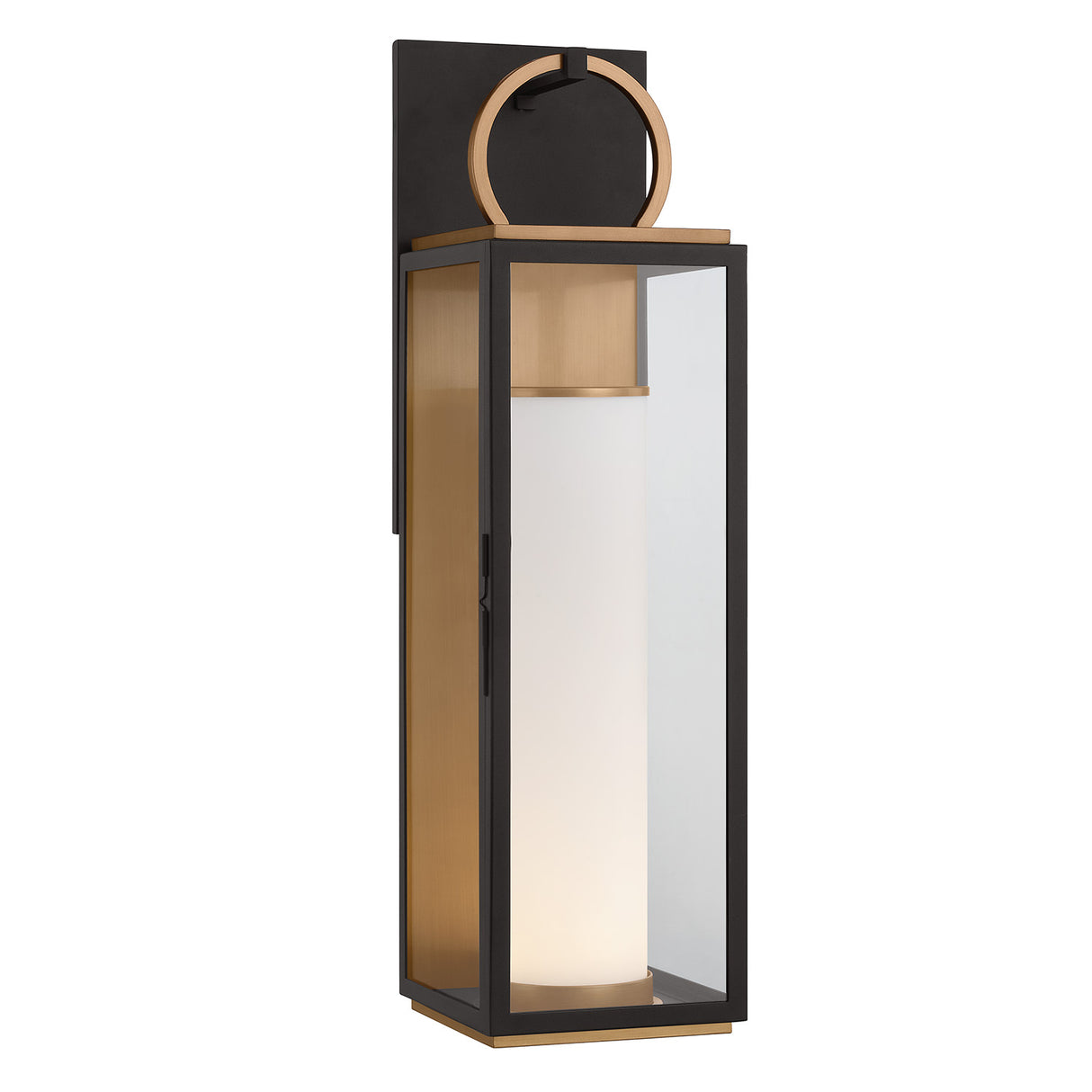 Waverly LED Outdoor Wall Light, Large 29" Black with Vintage Brass Accents