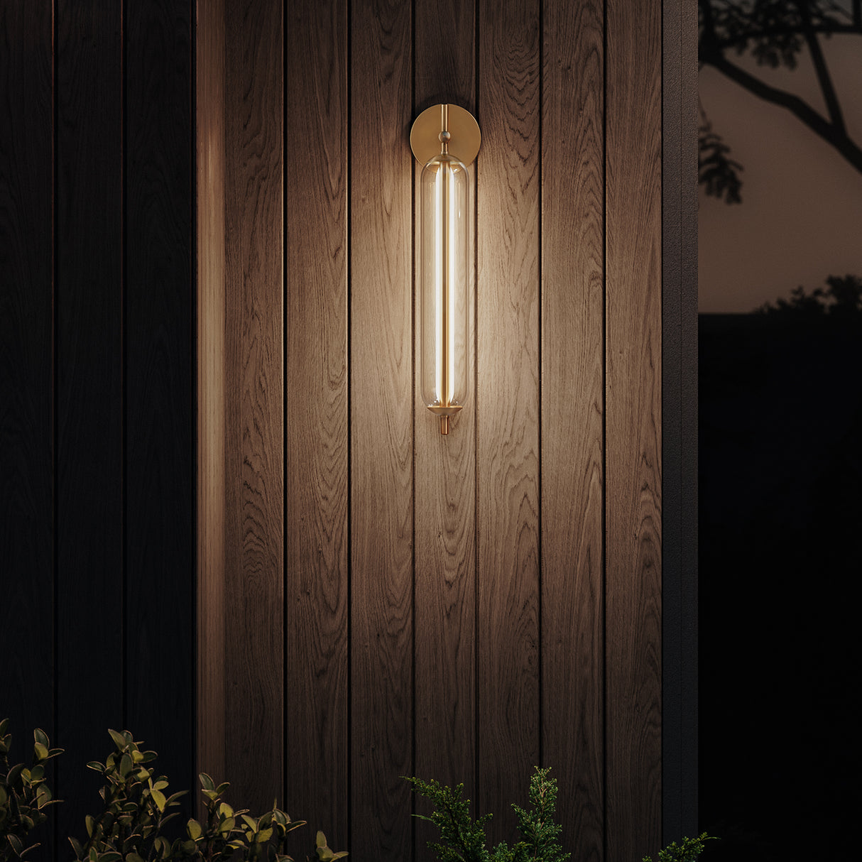 Marcy LED Outdoor Wall Light, 21" Vintage Brass