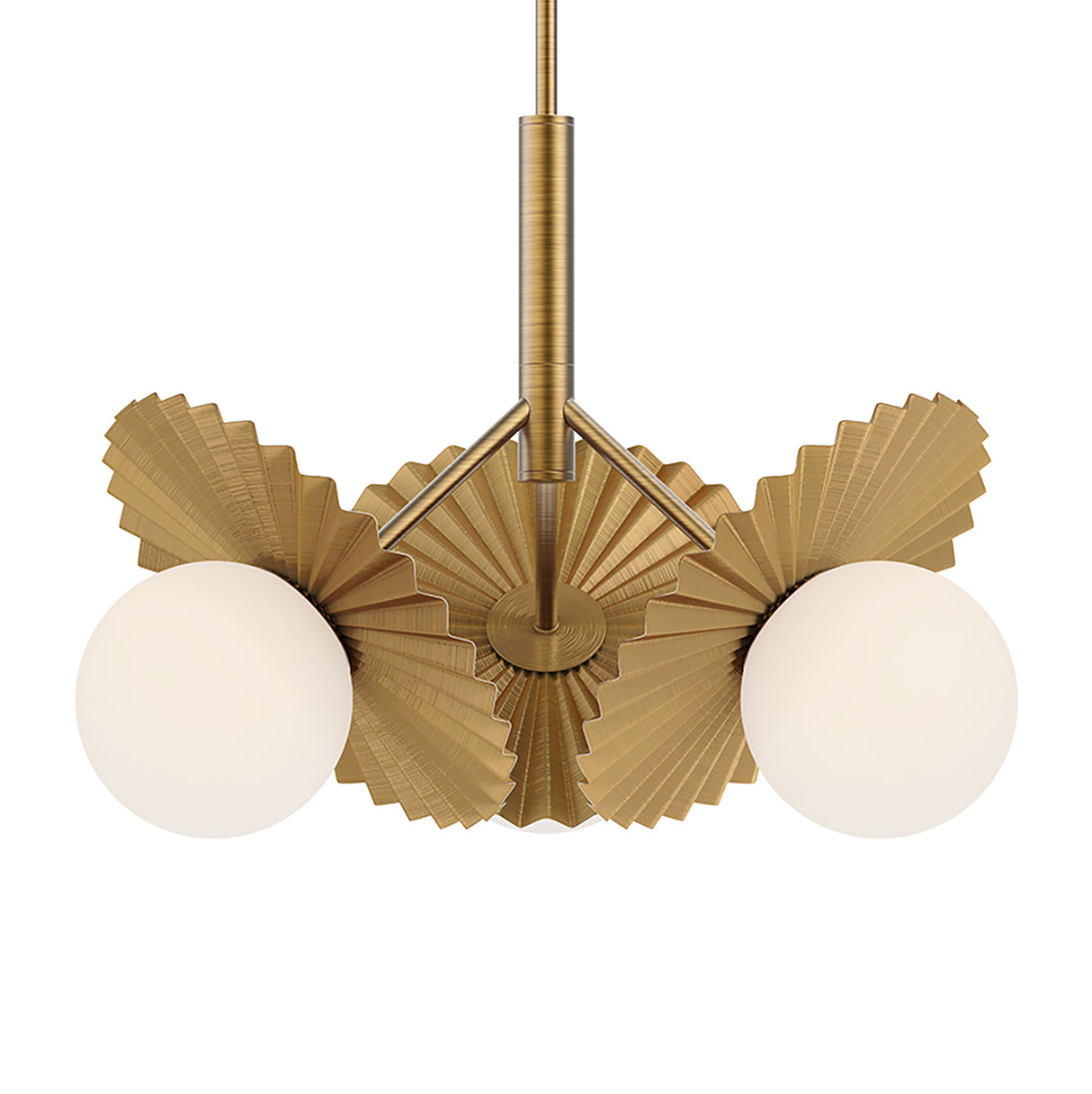 Lydia 3 Light Pendant 21", Brushed Brass and Opal Glass