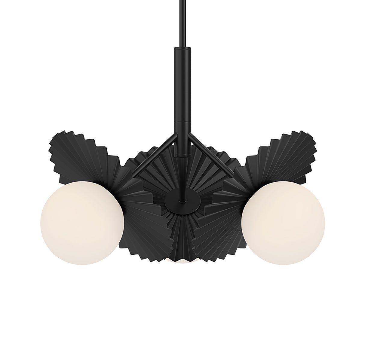 Lydia 3 Light Pendant 21", Black and Opal Glass