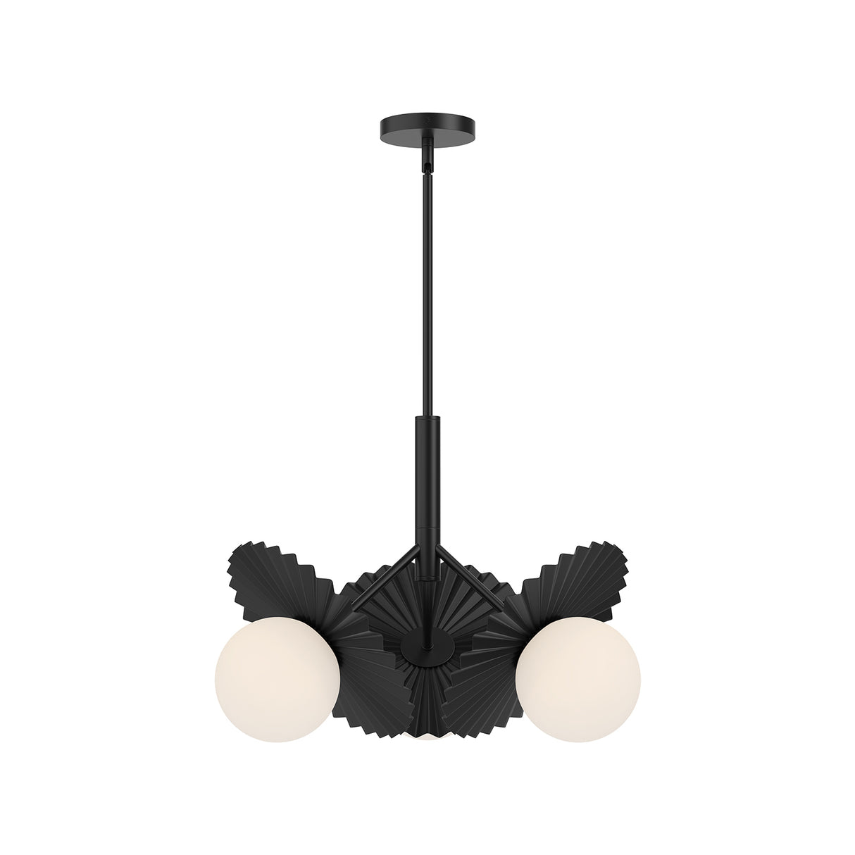 Lydia 3 Light Pendant 21", Black and Opal Glass