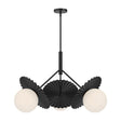 Lydia 3 Light Pendant 34", Black and Opal Glass