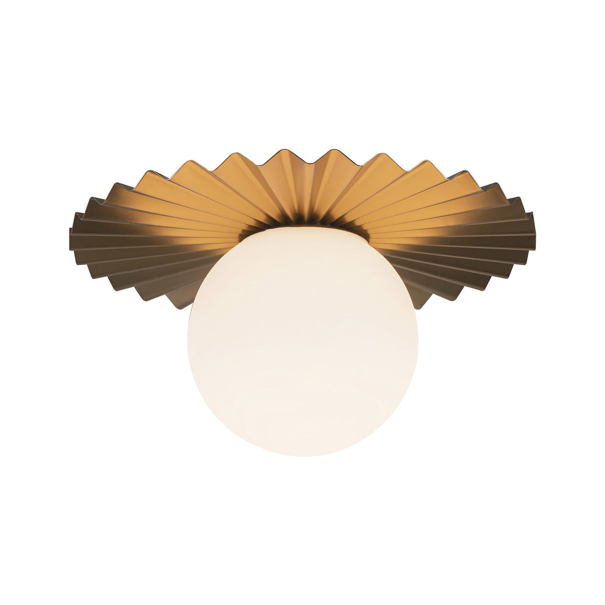 Lydia Flush Mount 12", Brushed Brass and Opal Glass