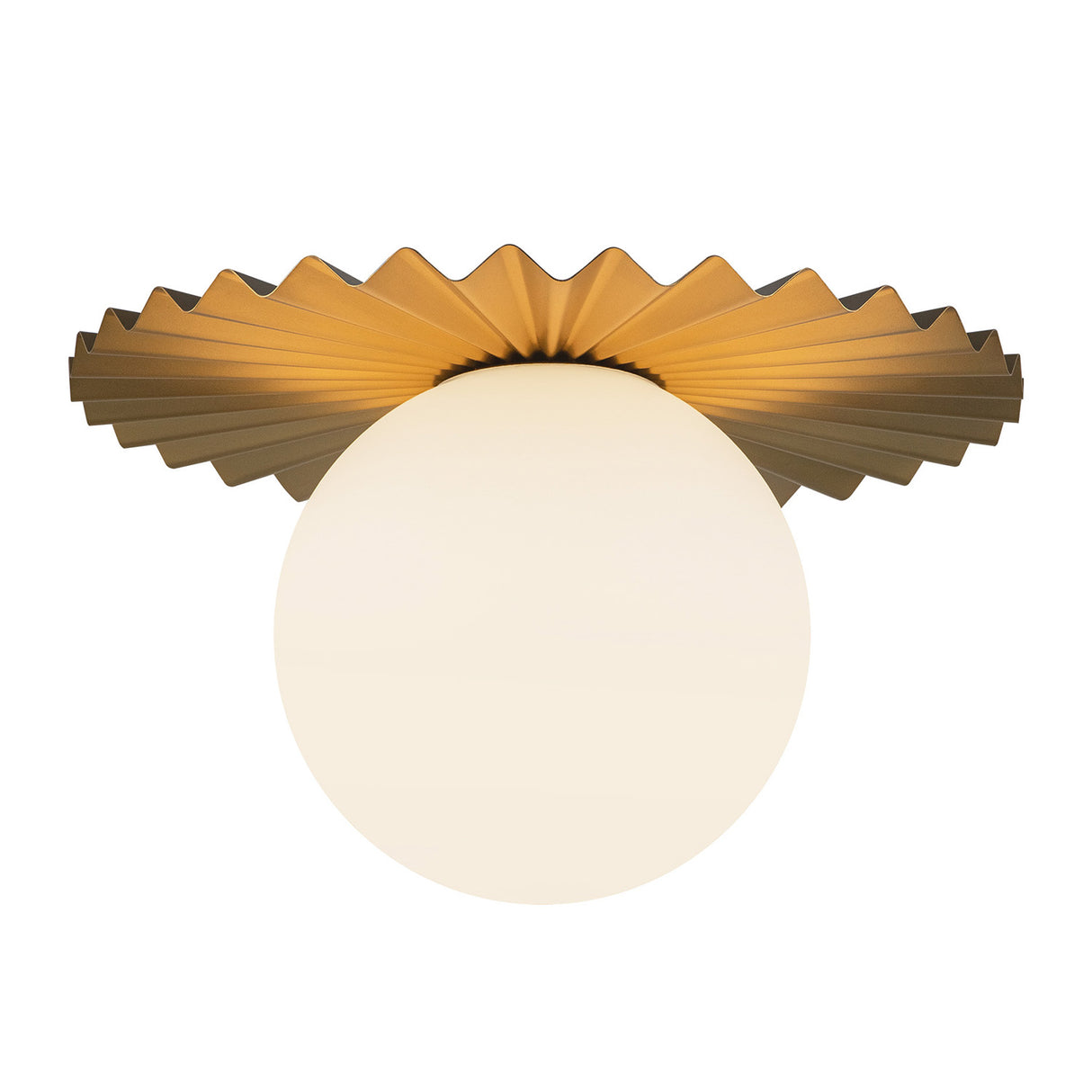 Lydia Flush Mount 14", Brushed Brass and Opal Glass