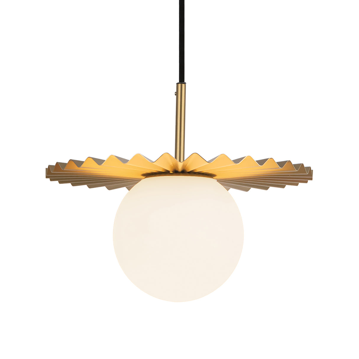 Lydia Pendant 12", Brushed Brass and Opal Glass