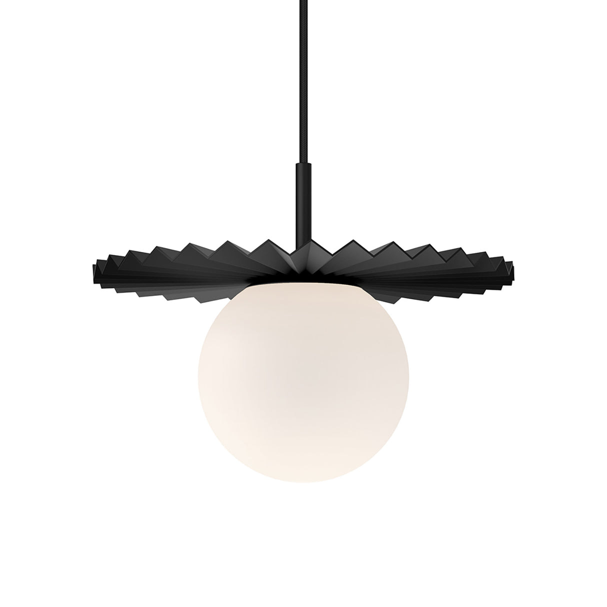 Lydia Pendant 12", Black and Opal Glass