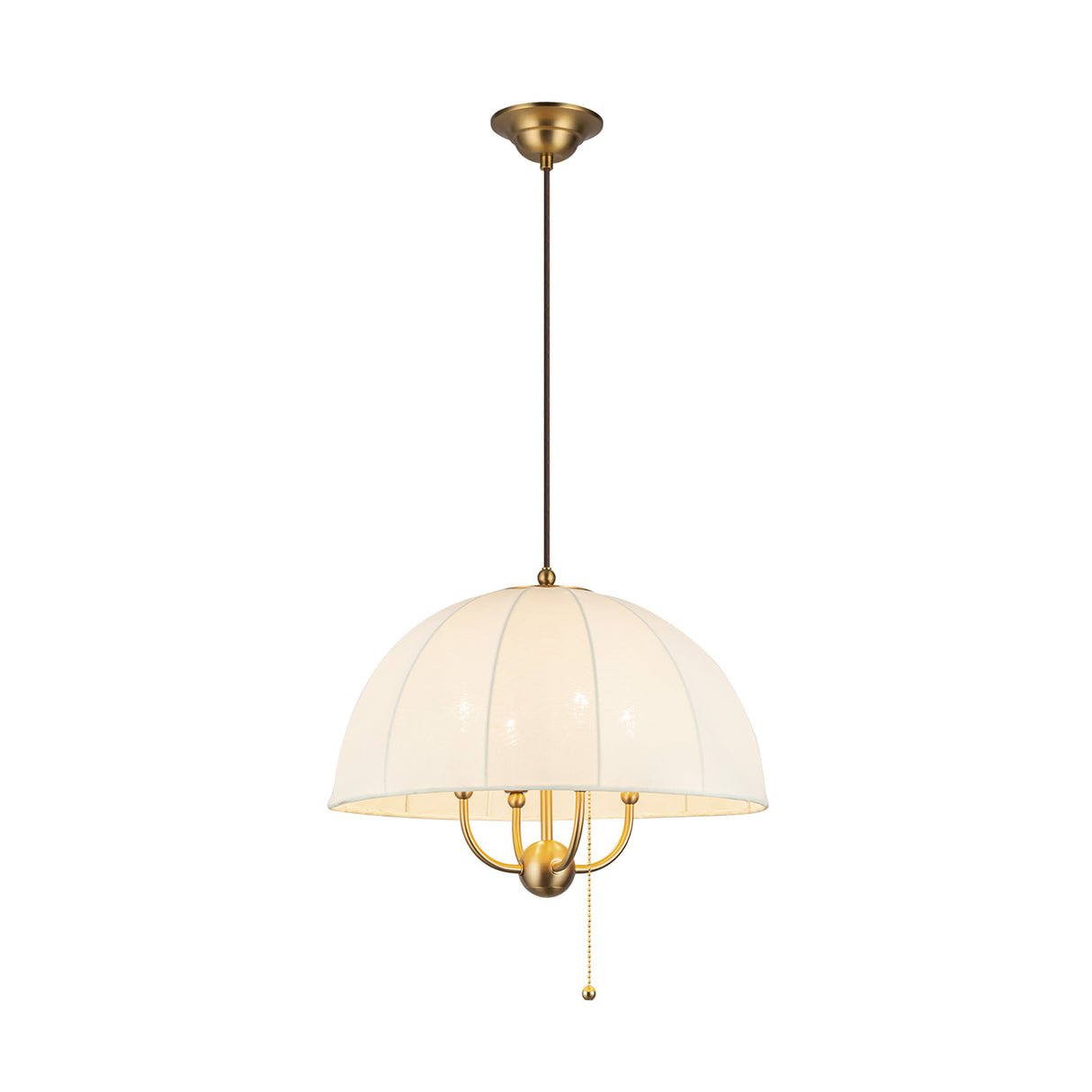 Trudy 4 Light Medium Pendant 18", Brushed Brass with Fabric Shade