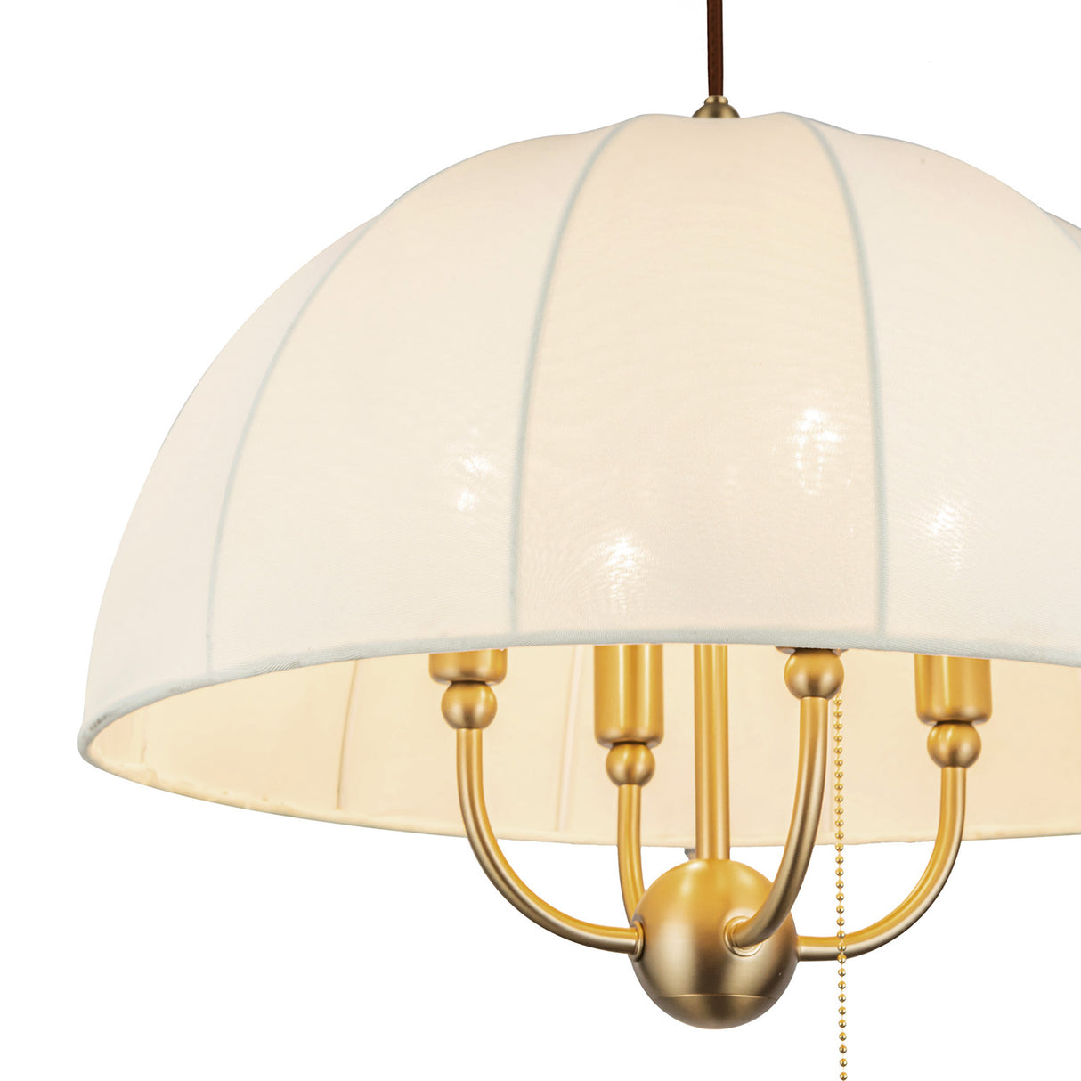 Trudy 4 Light Medium Pendant 18", Brushed Brass with Fabric Shade
