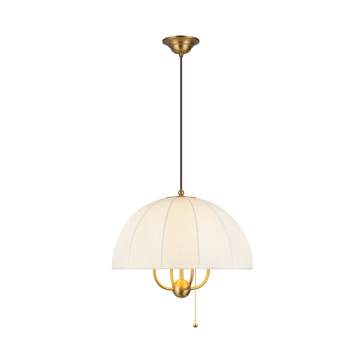 Trudy 4 Light Medium Pendant 18", Brushed Brass with Fabric Shade