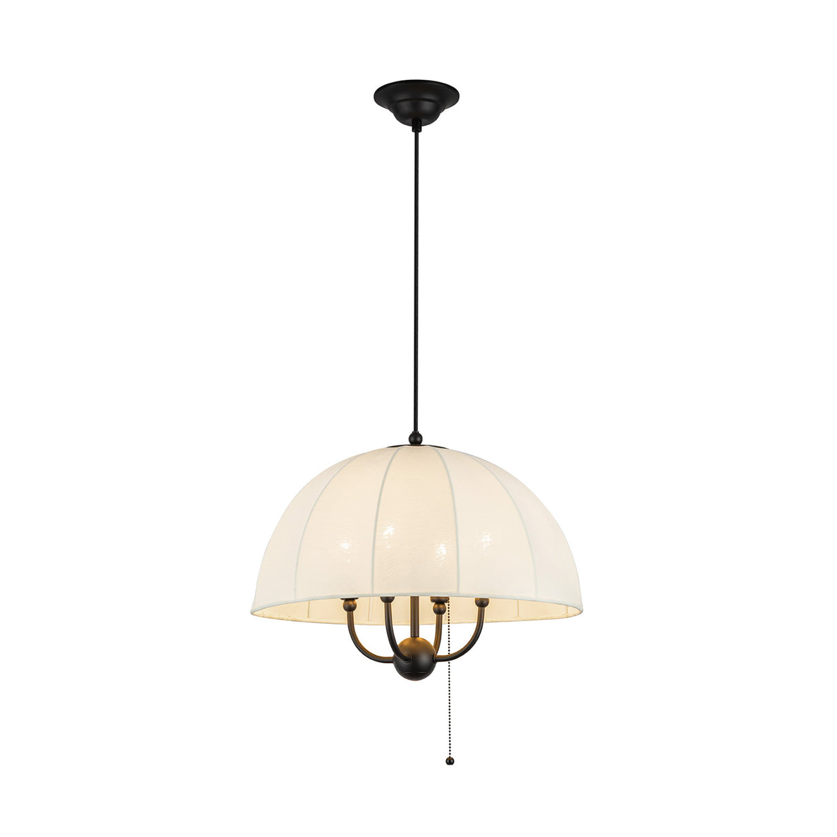 Trudy 4 Light Medium Pendant 18", Matte Black with Fabric Shade
