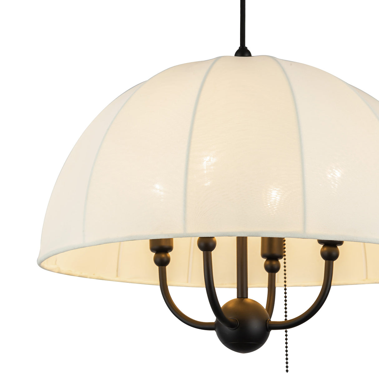 Trudy 4 Light Medium Pendant 18", Matte Black with Fabric Shade