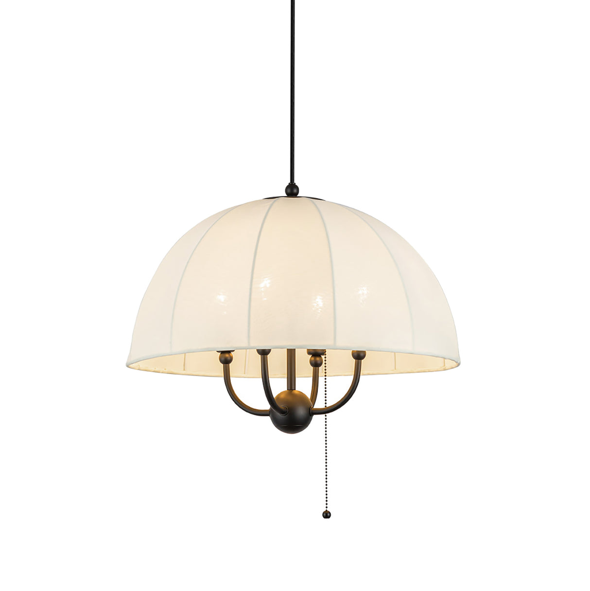 Trudy 4 Light Medium Pendant 18", Matte Black with Fabric Shade