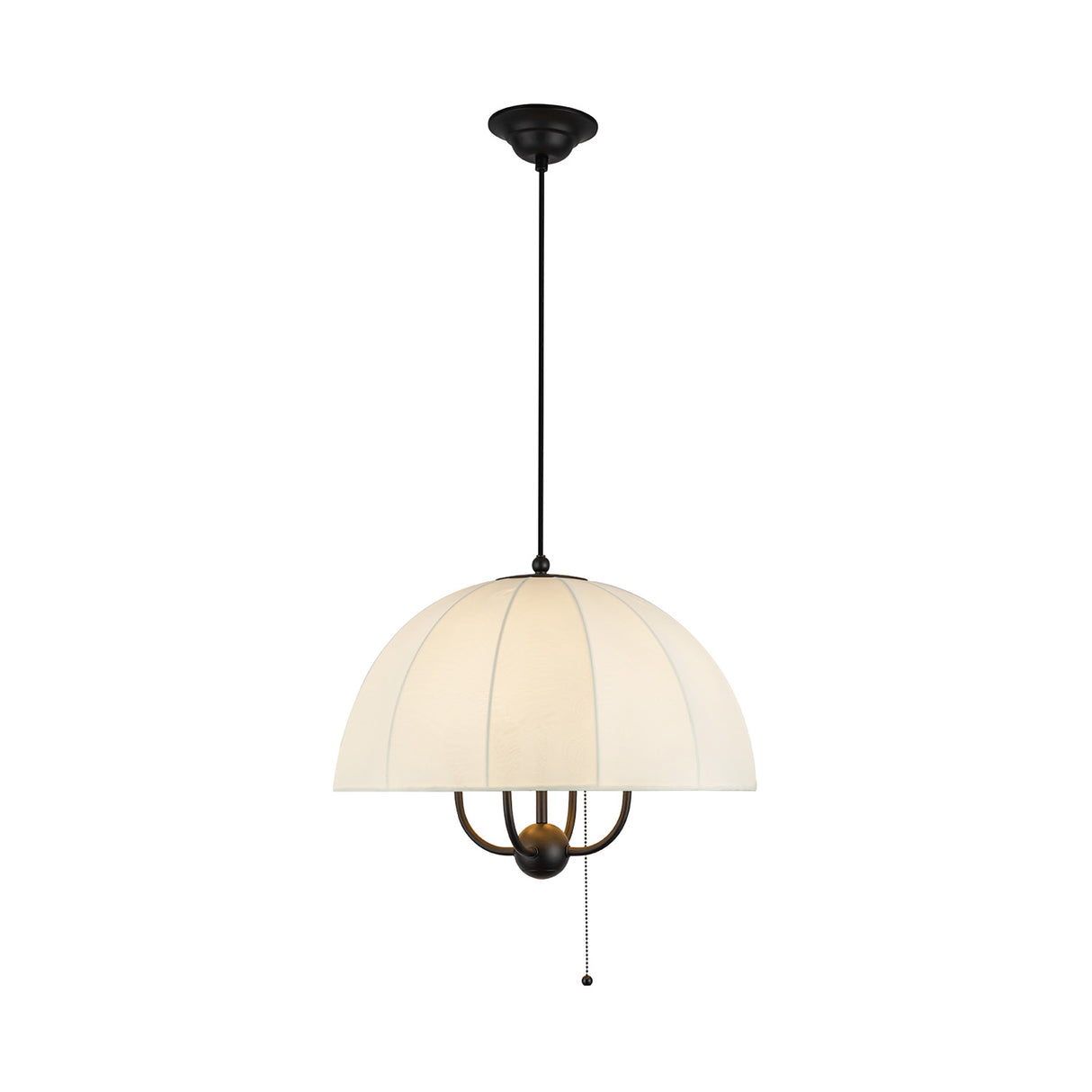 Trudy 4 Light Medium Pendant 18", Matte Black with Fabric Shade