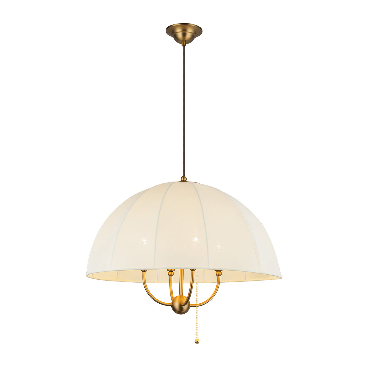 Trudy 4 Light Large Pendant 24", Brushed Brass with Fabric Shade