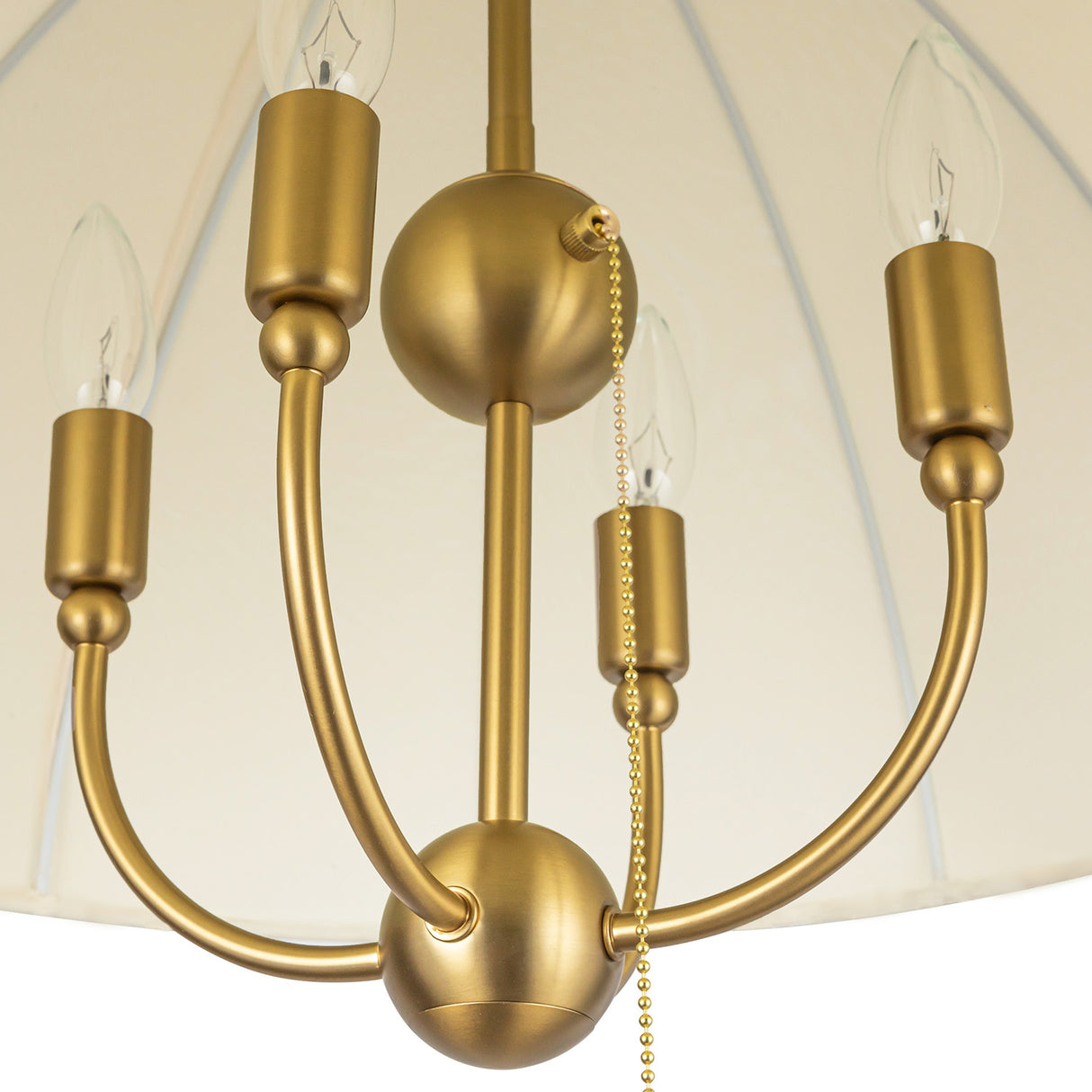 Trudy 4 Light Large Pendant 24", Brushed Brass with Fabric Shade