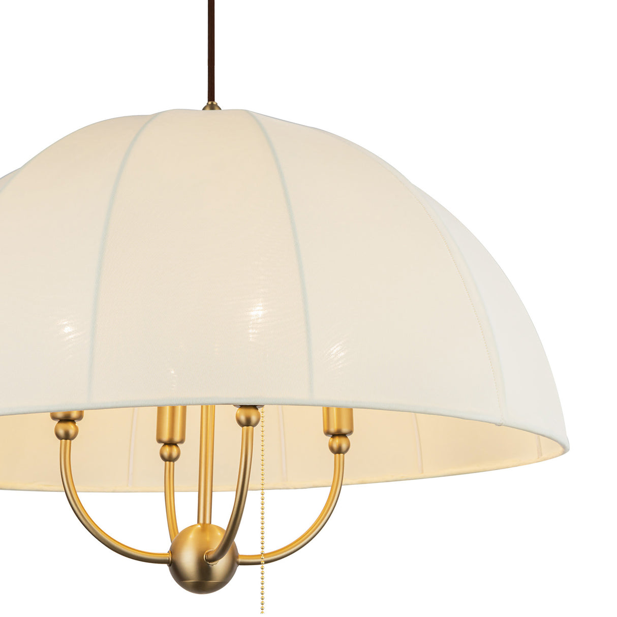 Trudy 4 Light Large Pendant 24", Brushed Brass with Fabric Shade