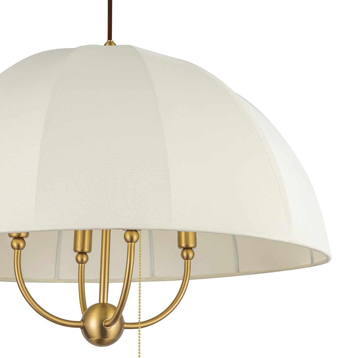 Trudy 4 Light Large Pendant 24", Brushed Brass with Fabric Shade