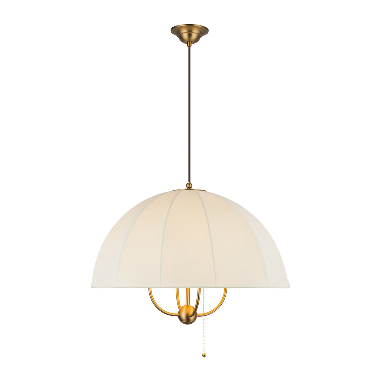 Trudy 4 Light Large Pendant 24", Brushed Brass with Fabric Shade