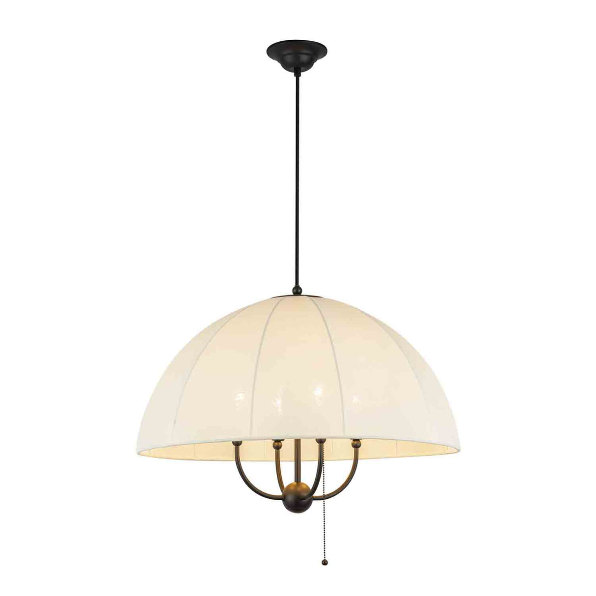 Trudy 4 Light Large Pendant 24", Matte Black with Fabric Shade